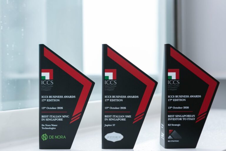 Premiate tre imprese agli ICCS Business Awards per il contributo alle relazioni economiche tra Italia e Singapore